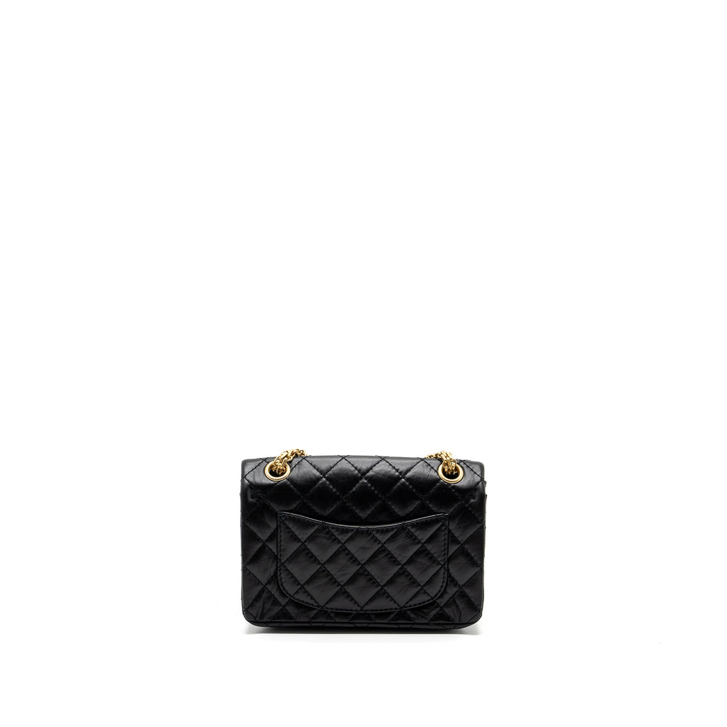 CHANEL MINI 2.55 REISSUE FLAP BAG AGED CALFSKIN BLACK GHW (MICROCHIP)