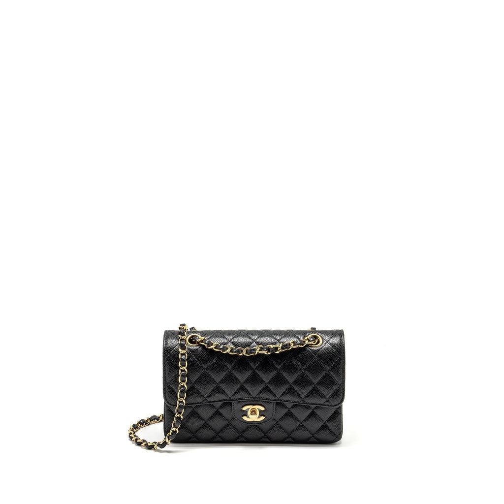 CHANEL SMALL CLASSIC DOUBLE FLAP BAG CAVIAR BLACK GHW