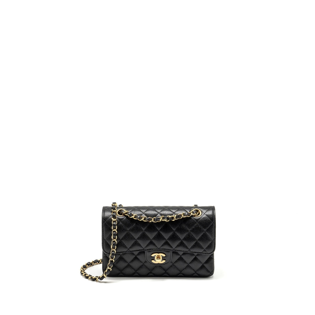 CHANEL SMALL CLASSIC DOUBLE FLAP BAG CAVIAR BLACK GHW