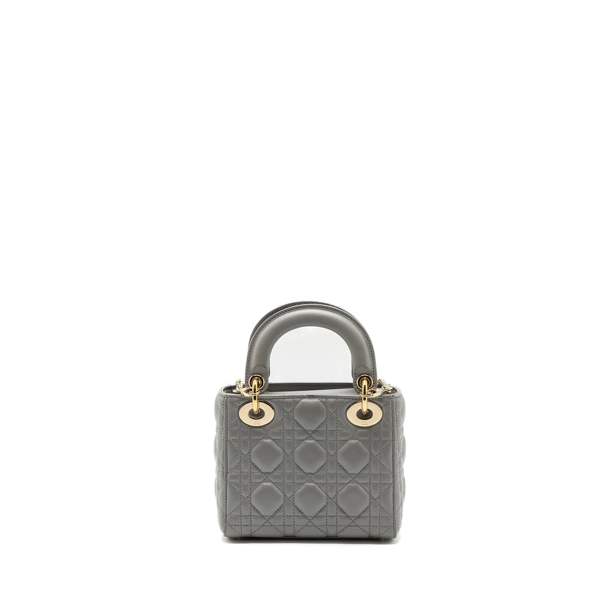 DIOR MINI LADY DIOR LAMBSKIN GREY LGHW
