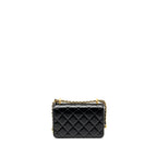 CHANEL 24C GOLD CRUSH MINI FLAP BAG CALFSKIN BLACK GHW (MICROCHIP)