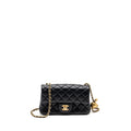 CHANEL PEARL CRUSH MINI RECTANGULAR FLAP BAG LAMBSKIN BLACK GHW (MICROCHIP)