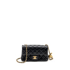 CHANEL PEARL CRUSH MINI RECTANGULAR FLAP BAG LAMBSKIN BLACK GHW (MICROCHIP)