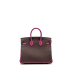 Hermes Birkin 25 Togo Chocolate / Rose Pourpre Brushed GHW