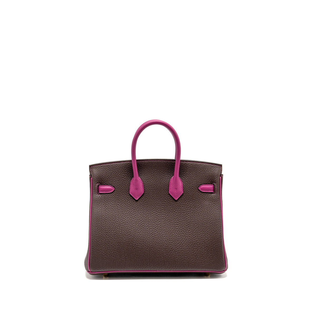 Hermes Birkin 25 Togo Chocolate / Rose Pourpre Brushed GHW