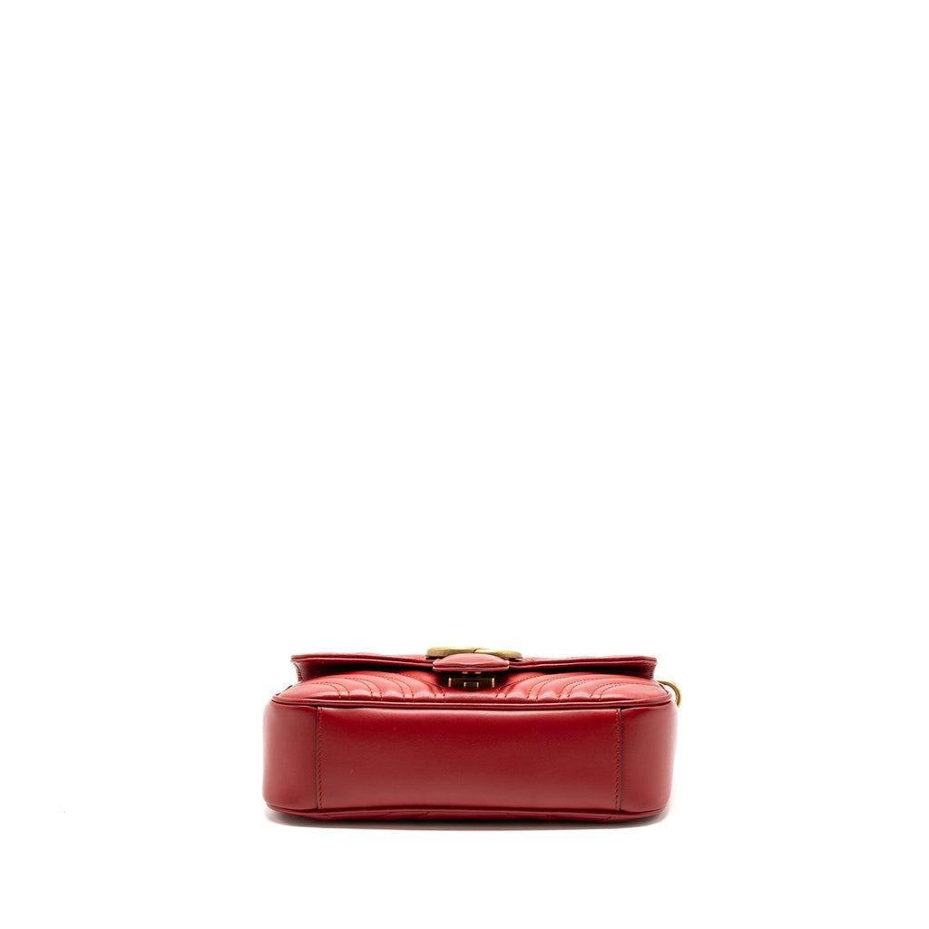 GUCCI MINI GG MARMONT MATELASSE CALFSKIN RED GHW