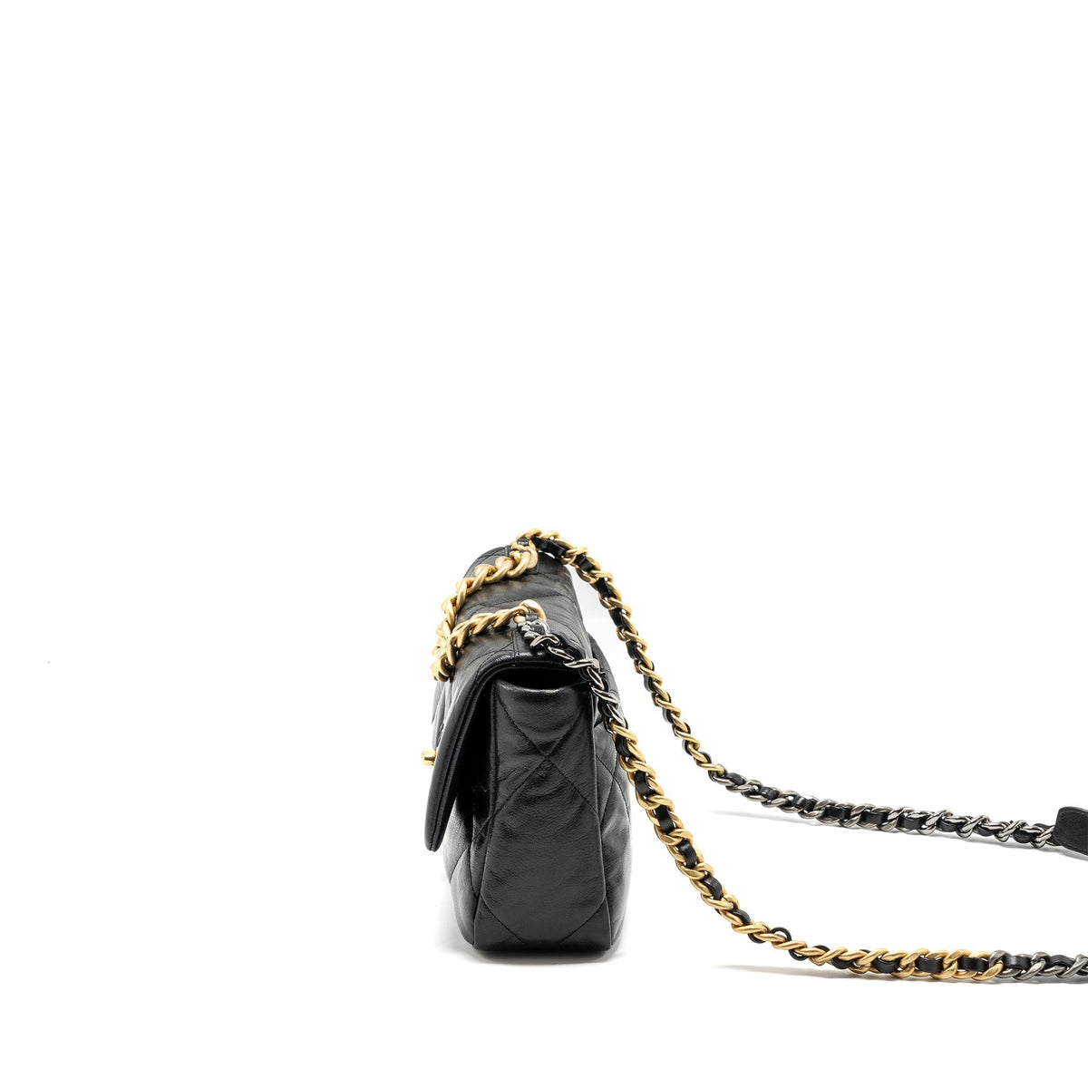CHANEL SMALL 19 BAG GOATSKIN BLACK MULTICOLOUR HARDWARE