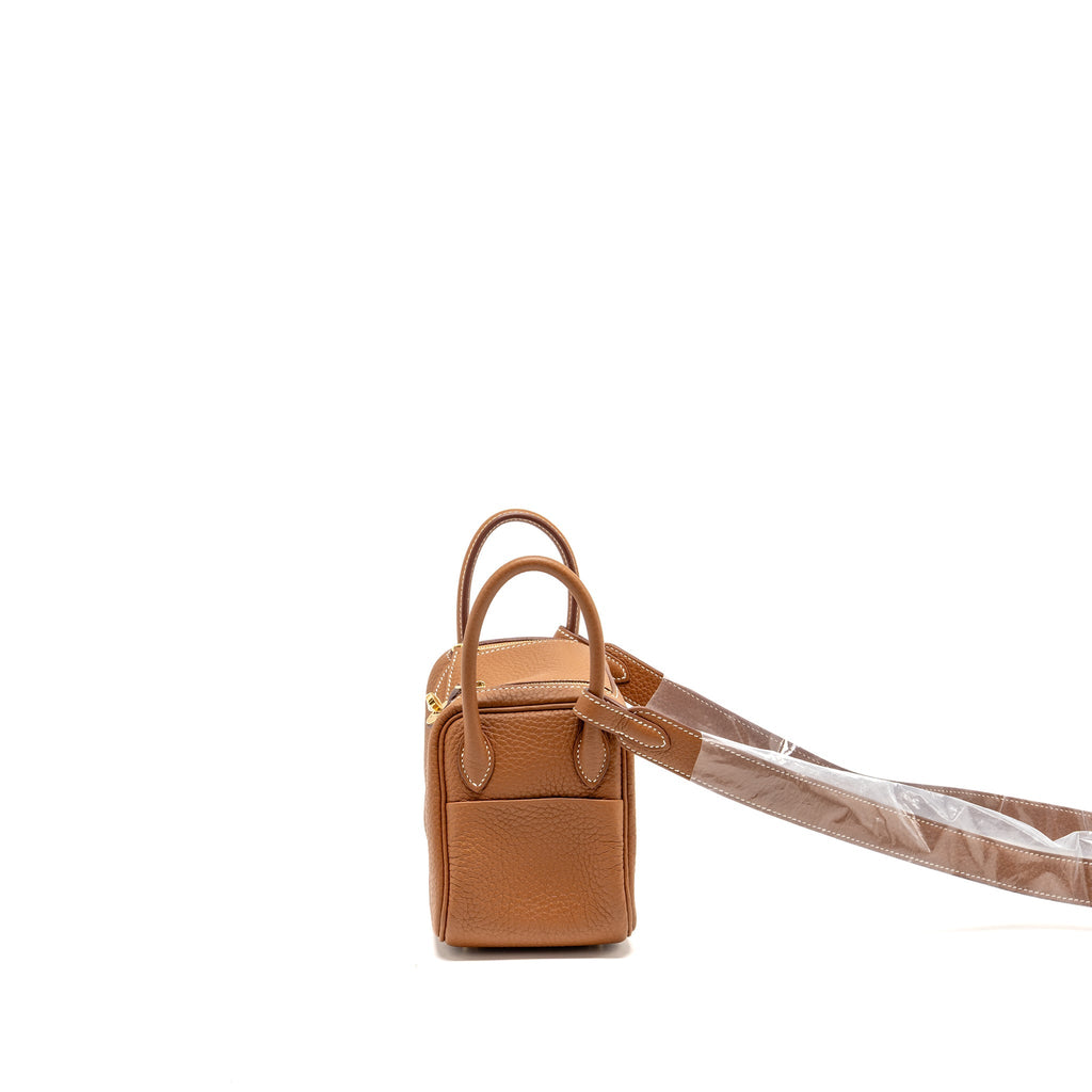 Hermes Mini Lindy Clemence Gold GHW