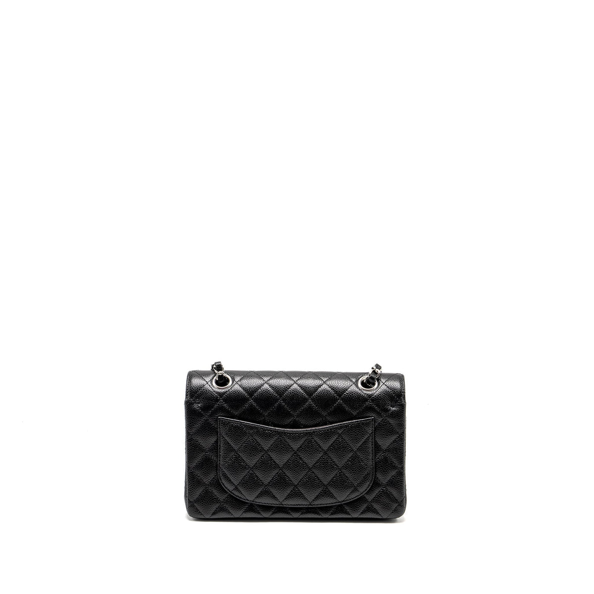 CHANEL SMALL CLASSIC DOUBLE FLAP BAG CAVIAR BLACK SHW (MICROCHIP)