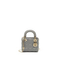 DIOR MINI LADY DIOR LAMBSKIN GREY LGHW