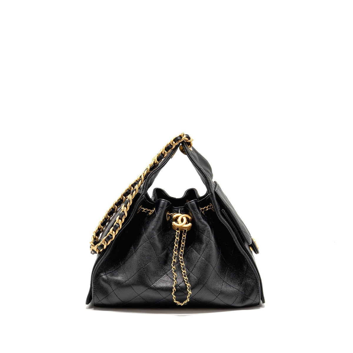 CHANEL SMALL 25 BAG CAVIAR BLACK GHW (MICROCHIP)