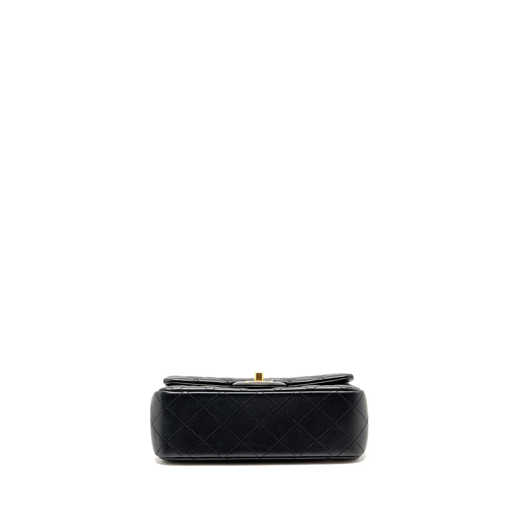 CHANEL PEARL CRUSH MINI RECTANGULAR FLAP BAG LAMBSKIN BLACK GHW (MICROCHIP)
