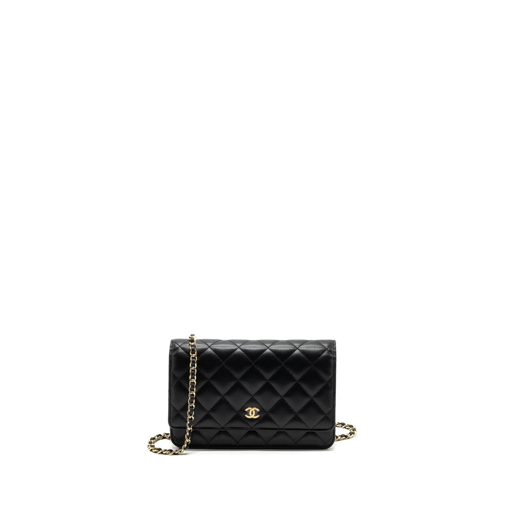 CHANEL CLASSIC WALLET ON CHAIN LAMBSKIN BLACK GHW