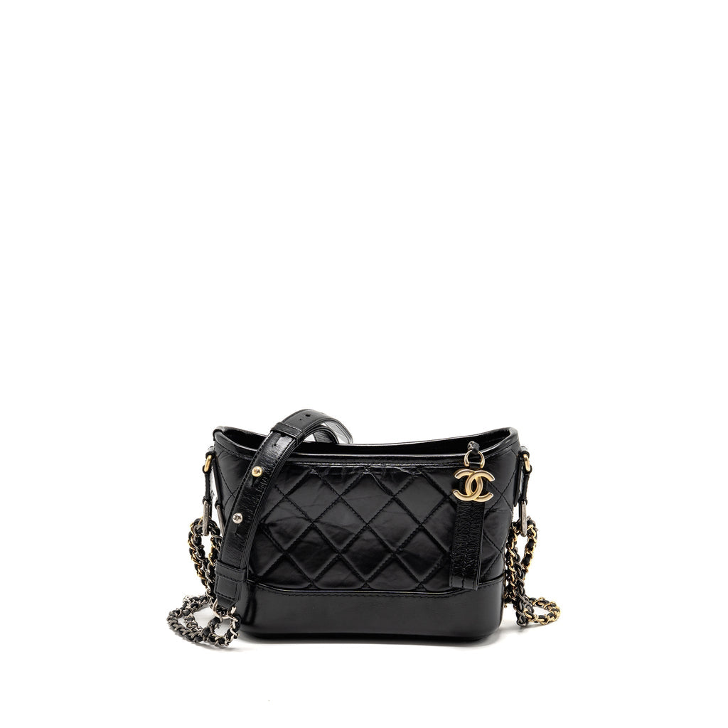 CHANEL SMALL GABRIELLE HOBO BAG CALFSKIN BLACK MULTICOLOR HARDWARE