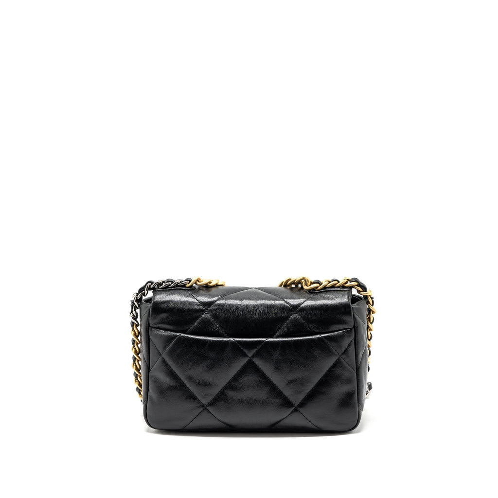 CHANEL SMALL 19 BAG GOATSKIN BLACK MULTICOLOUR HARDWARE