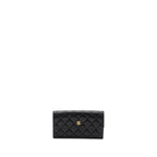 CHANEL FLAP LONG WALLET CAVIAR BLACK GHW
