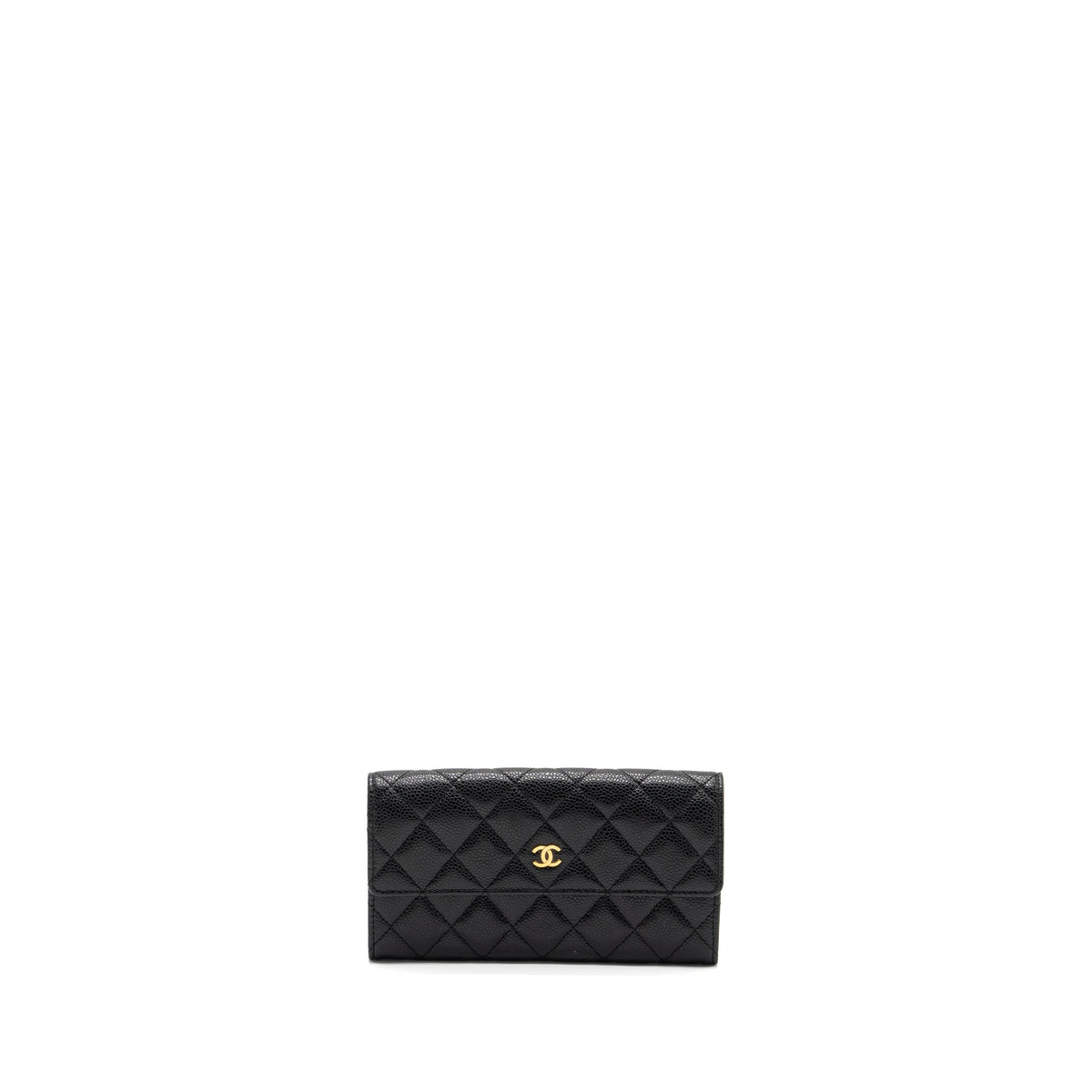 CHANEL FLAP LONG WALLET CAVIAR BLACK GHW