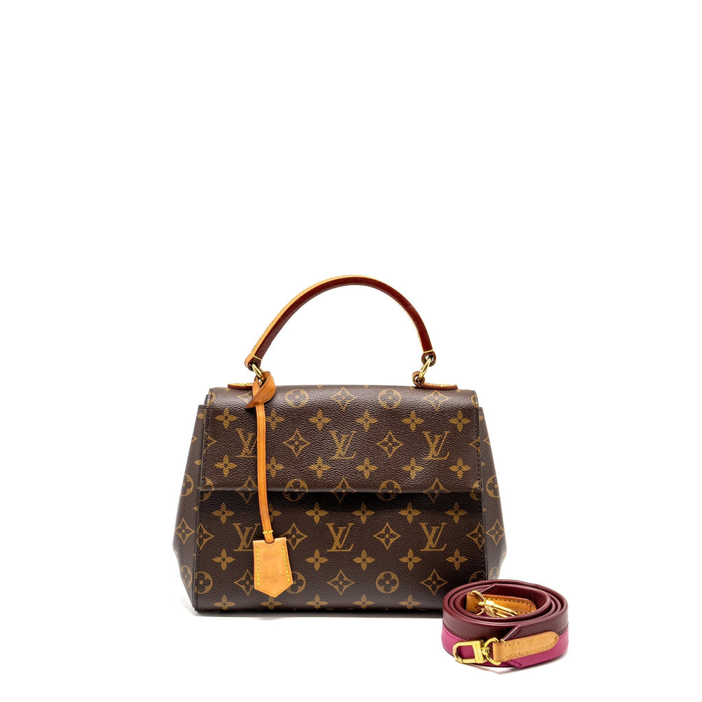 LOUIS VUITTON CLUNY BB MONOGRAM CANVAS WITH PINK STRAP GHW