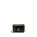 CHANEL GOLD CRUSH MINI FLAP BAG CALFSKIN BLACK GHW (MICROCHIP)