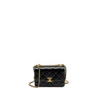 CHANEL GOLD CRUSH MINI FLAP BAG CALFSKIN BLACK GHW (MICROCHIP)