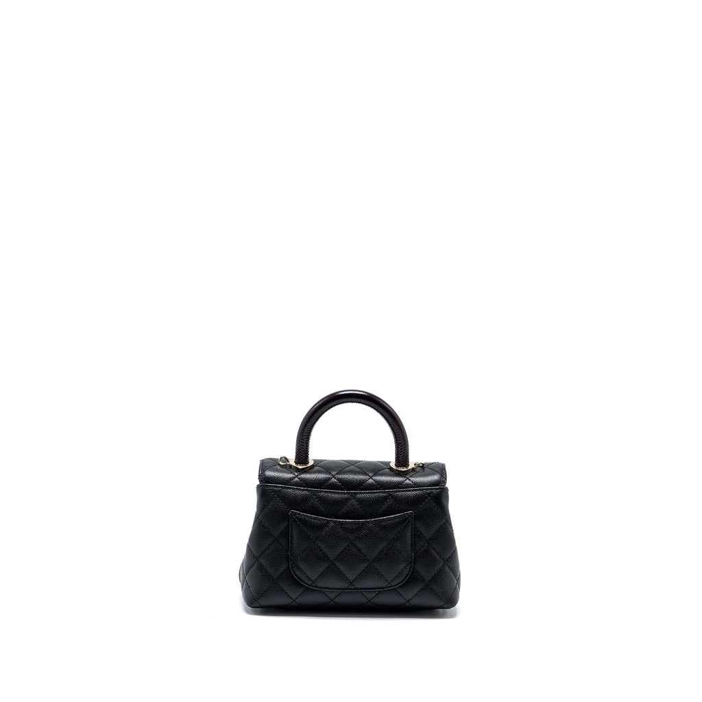 CHANEL MINI COCO HANDLE WITH LIZARD EMBOSSED HANDLE CAVIAR BLACK LGHW (MICROCHIP)