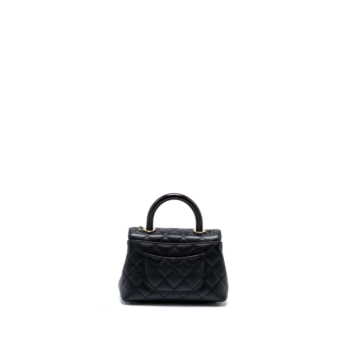 CHANEL MINI COCO HANDLE WITH LIZARD EMBOSSED HANDLE CAVIAR BLACK LGHW (MICROCHIP)