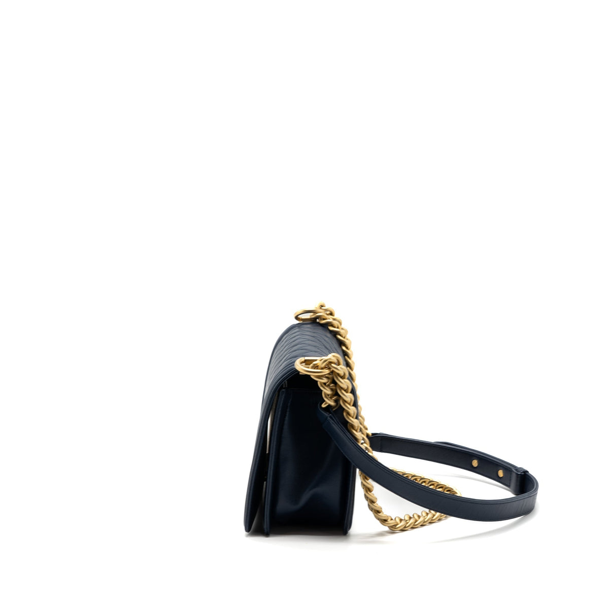 CHANEL MEDIUM BOY BAG LAMBSKIN DARK BLUE GHW