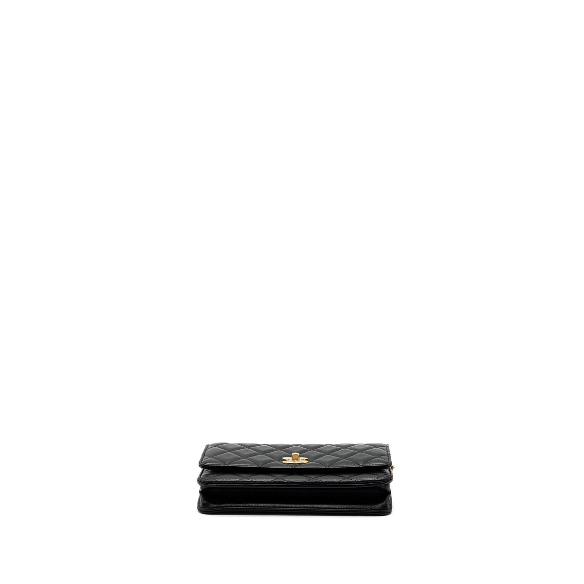 CHANEL PEARL CRUSH WALLET ON CHAIN LAMBSKIN BLACK GHW (MICROCHIP)