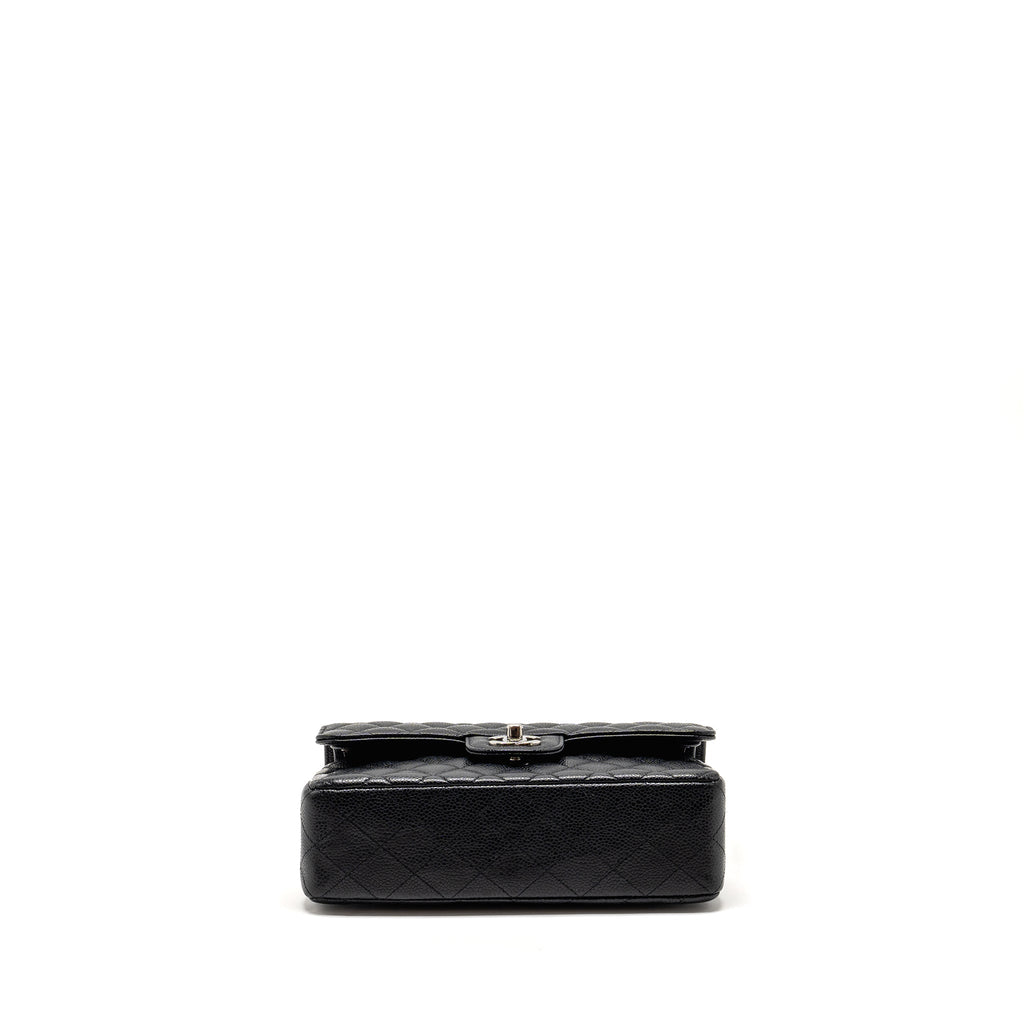 CHANEL SMALL CLASSIC DOUBLE FLAP BAG CAVIAR BLACK SHW (MICROCHIP)
