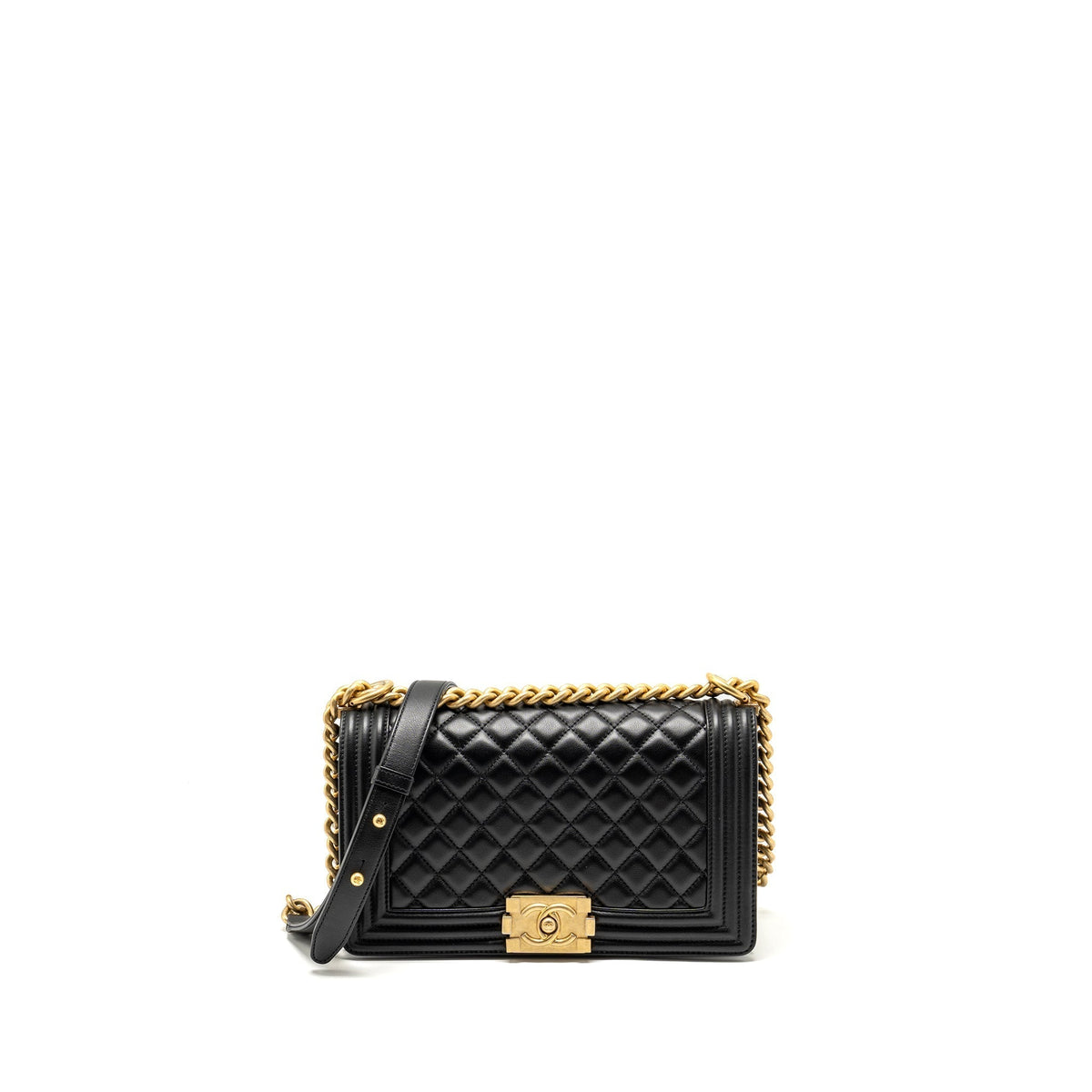 CHANEL MEDIUM BOY BAG CALFSKIN BLACK GHW