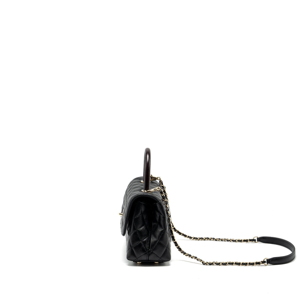 CHANEL SMALL COCO HANDLE WITH LIZARD EMBOSSED HANDLE CAVIAR BLACK LGHW (MICROCHIP)