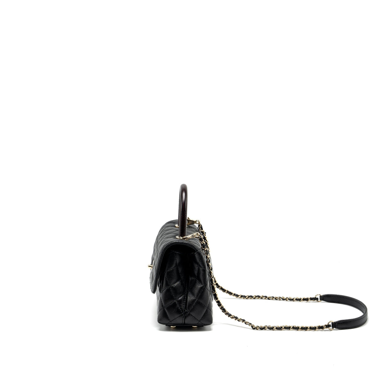CHANEL SMALL COCO HANDLE WITH LIZARD EMBOSSED HANDLE CAVIAR BLACK LGHW (MICROCHIP)
