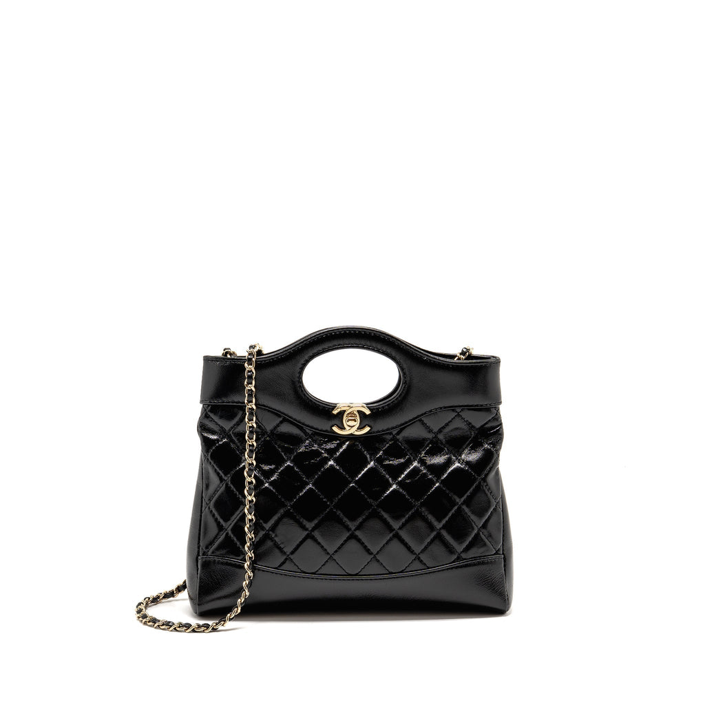 CHANEL MINI 31 BAG SHINY LAMBSKIN BLACK LGHW (MICROCHIP)