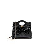 CHANEL MINI 31 BAG SHINY LAMBSKIN BLACK LGHW (MICROCHIP)