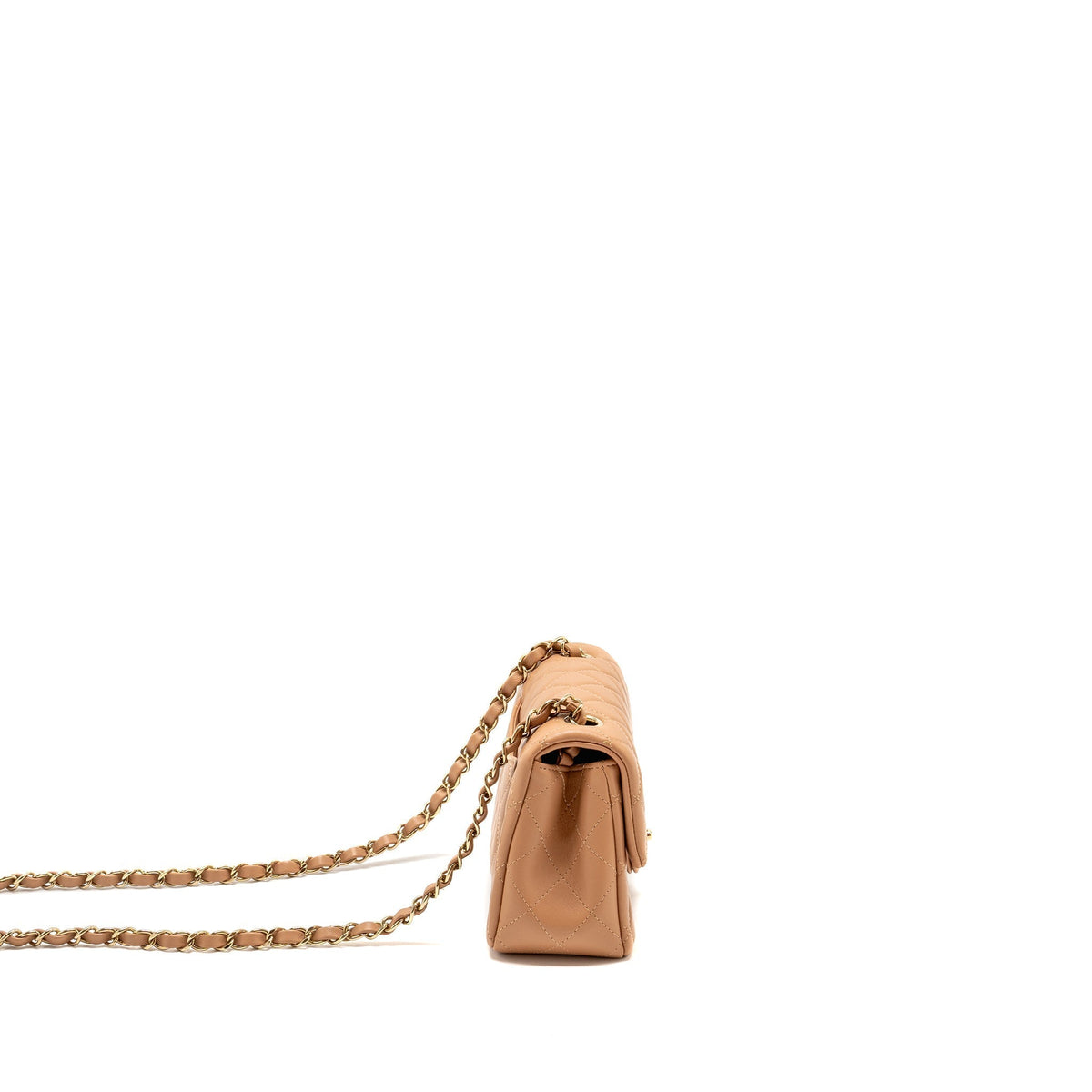 CHANEL MINI RECTANGULAR FLAP BAG LAMBSKIN BEIGE LGHW (MICROCHIP)