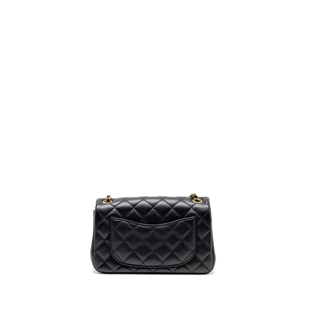 CHANEL PEARL CRUSH MINI RECTANGULAR FLAP BAG LAMBSKIN BLACK GHW (MICROCHIP)