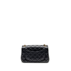 CHANEL PEARL CRUSH MINI RECTANGULAR FLAP BAG LAMBSKIN BLACK GHW (MICROCHIP)