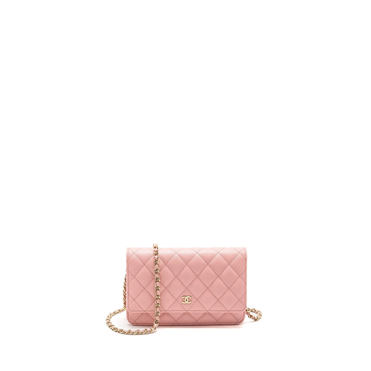 CHANEL CLASSIC WALLET ON CHAIN CAVIAR PINK LGHW (MICROCHIP)