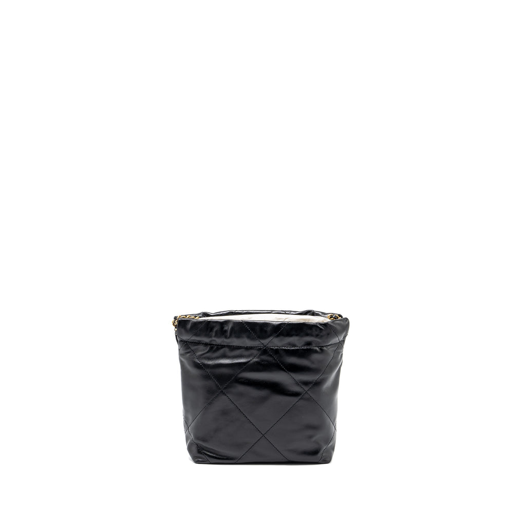 CHANEL MINI 22 BAG SHINY CALFSKIN BLACK GHW (MICROCHIP)