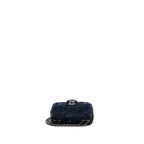 CHANEL SUPER MINI FLAP BAG SEQUIN DARK BLUE / BLACK SHW