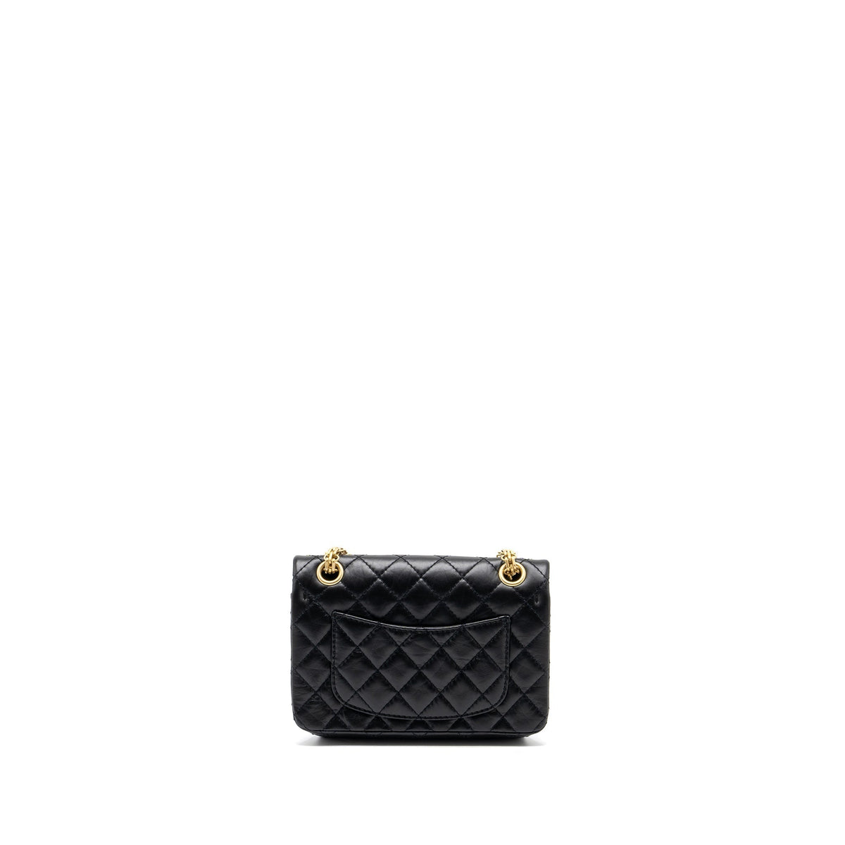 CHANEL MINI 2.55 REISSUE FLAP BAG AGED CALFSKIN BLACK GHW (MICROCHIP)