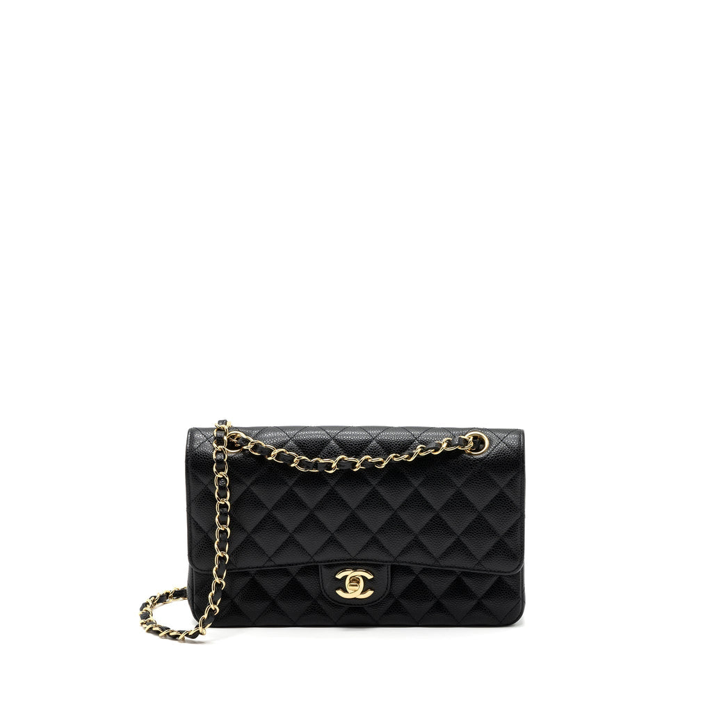 CHANEL MEDIUM CLASSIC DOUBLE FLAP BAG CAVIAR BLACK GHW