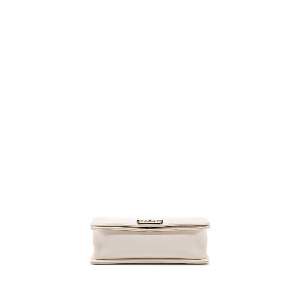 CHANEL MEDIUM LE BOY CAVIAR WHITE LGHW