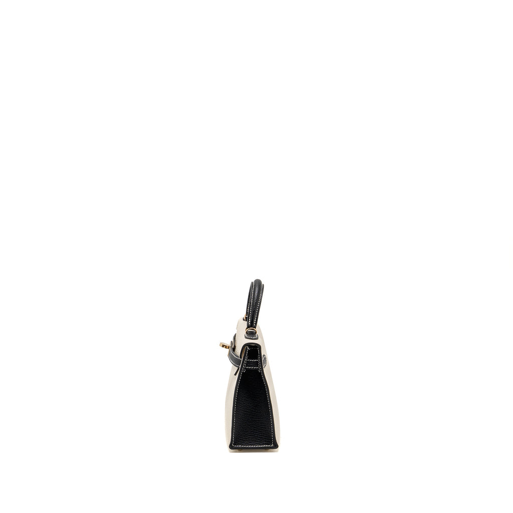 Hermes mini kelly II special order chèvre Mysore nata/black LGHW