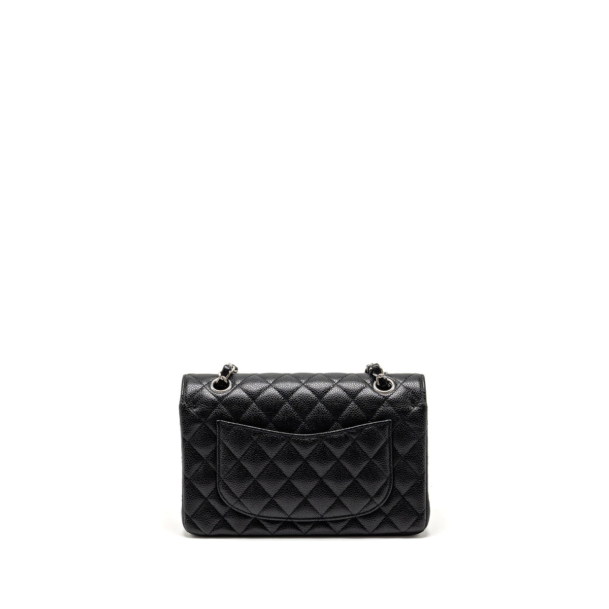 CHANEL SMALL CLASSIC DOUBLE FLAP BAG CAVIAR BLACK SHW (MICROCHIP)