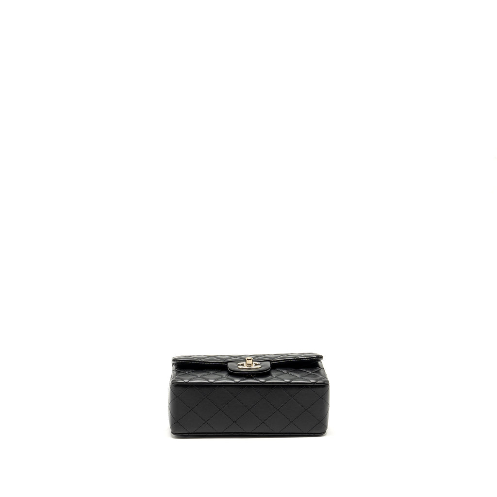 CHANEL MINI RECTANGULAR FLAP BAG LAMBSKIN BLACK LGHW (MICROCHIP)