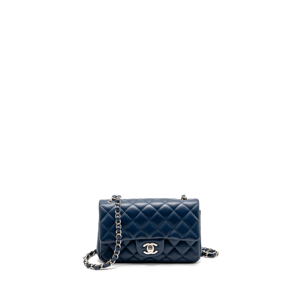 Chanel Mini Rectangular Flap Bag Lambskin Navy SHW