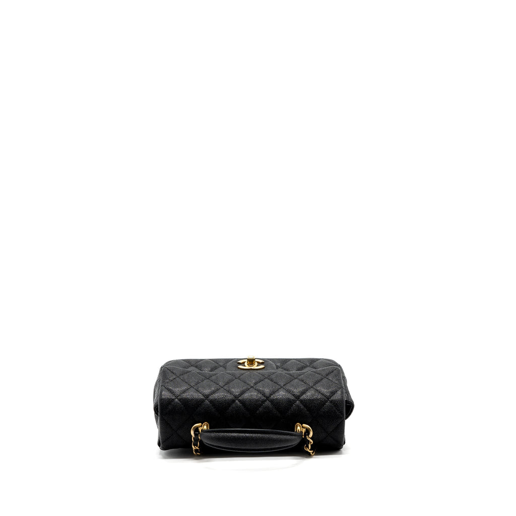 CHANEL TOP HANDLE MINI RECTANGULAR FLAP BAG GRAINED CALFSKIN BLACK GHW