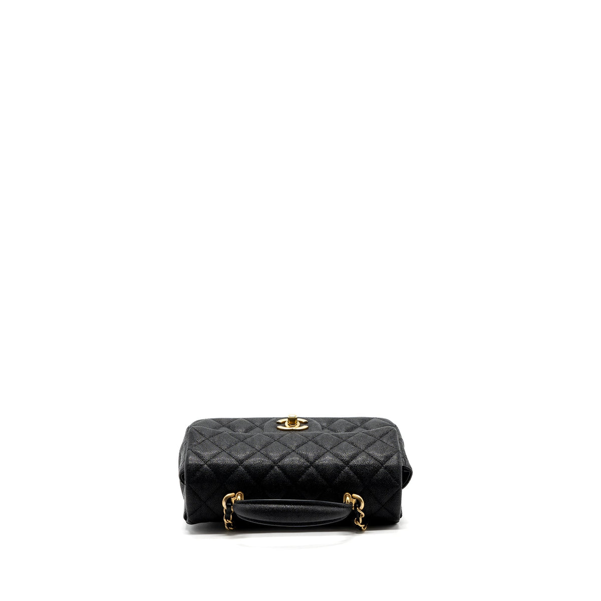 CHANEL TOP HANDLE MINI RECTANGULAR FLAP BAG GRAINED CALFSKIN BLACK GHW