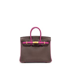 Hermes Birkin 25 Togo Chocolate / Rose Pourpre Brushed GHW